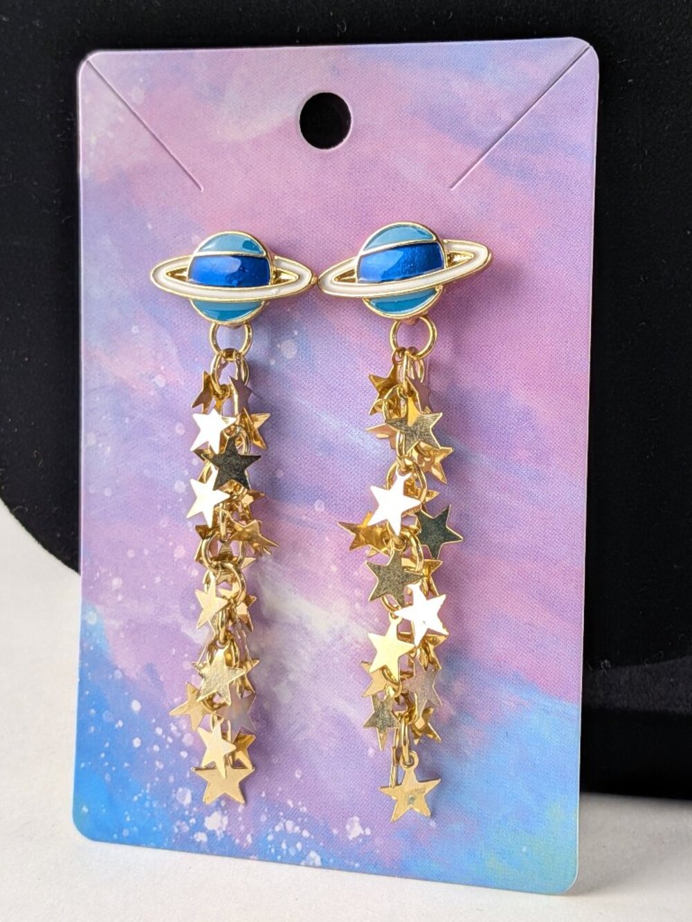 Saturn Stardust Cascade Dangle Earrings
